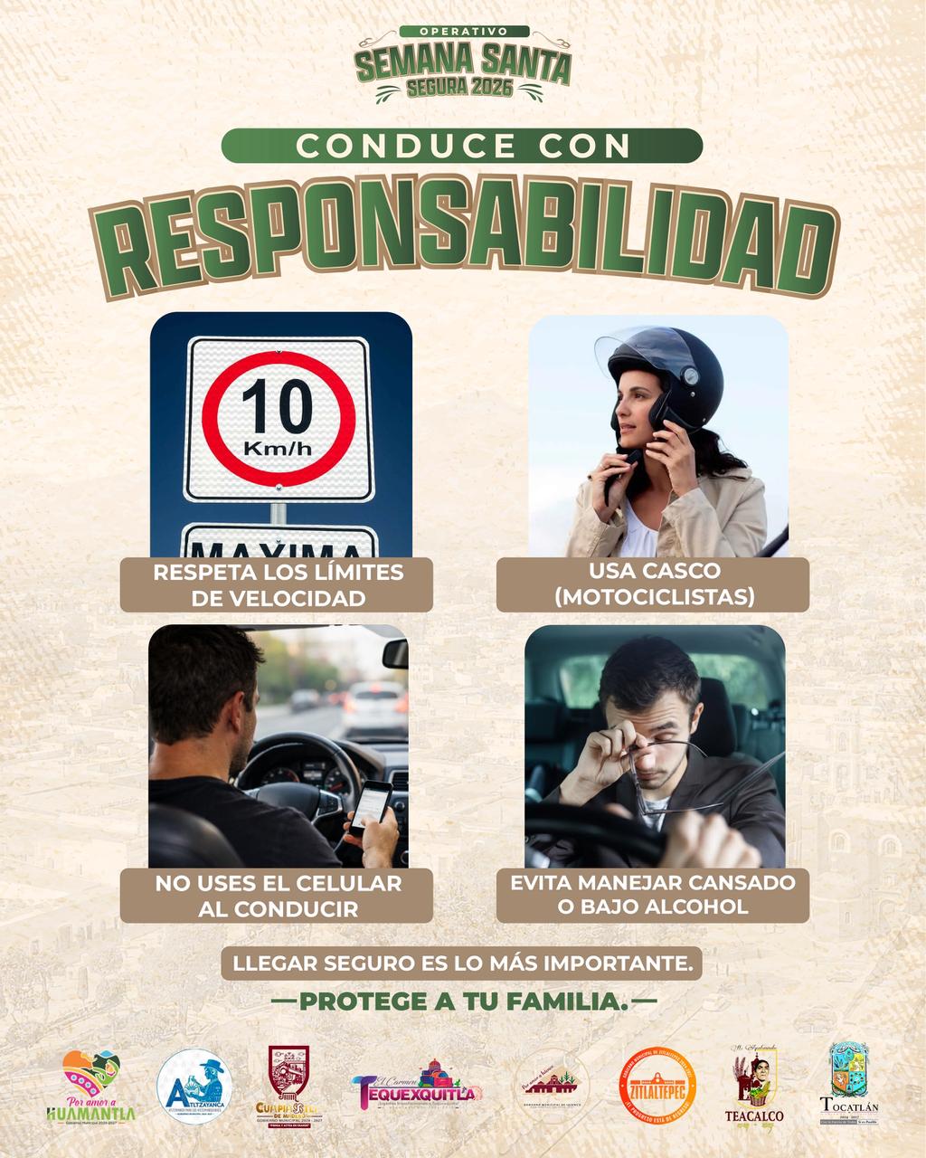 Exhortan a conducir con responsabilidad durante Operativo Semana Santa Segura en la Zona Oriente de Tlaxcala